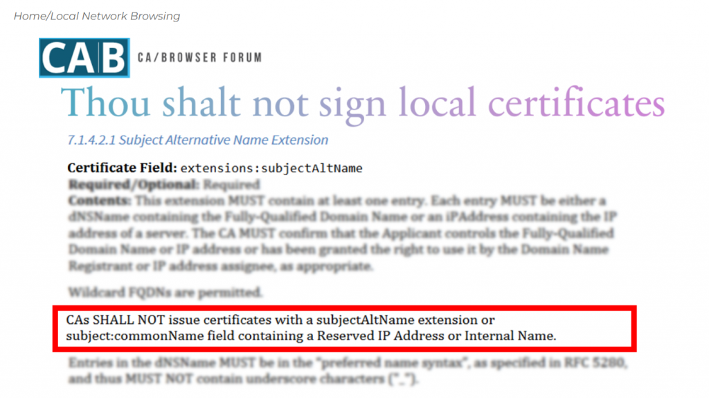 Thou shalt not sign local certoficates